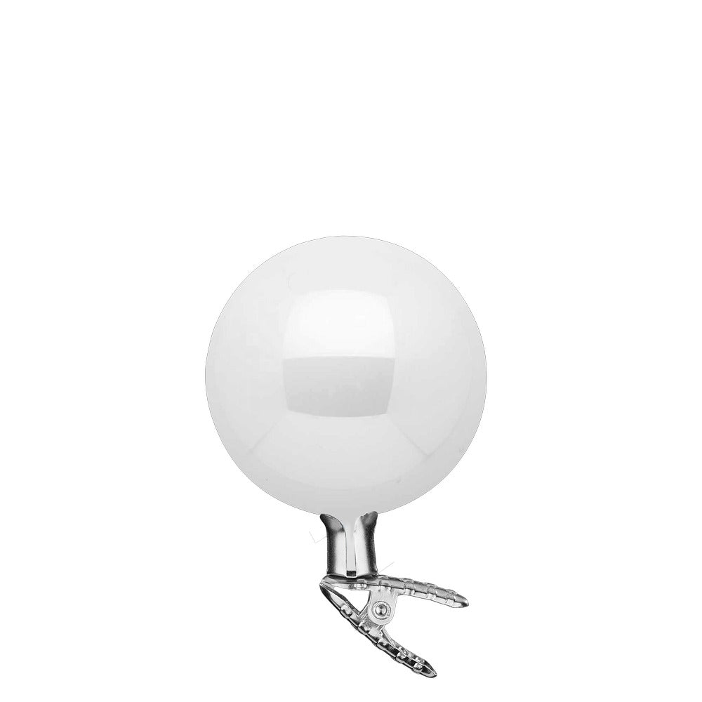 Kugeln auf Clip, porzellanweiß opal , 10 cm